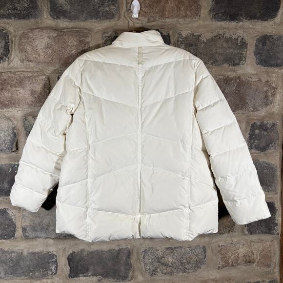 Lands' End Down Puffer Coat Woman's 1X Off White High Collar Winter Warm - Picture 7 of 15
